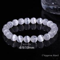 JD Natural White Selenite Stone Bead Bracelet Women Men 100% Real Gypsum Round Stone 6 8 10mm Stretch Bangles Mineral Yoga Gift Beads approx 6mm gray