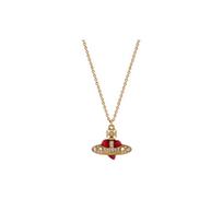 Vivienne Westwood Deimantinis Širdies Pakabukas Kristalinis Karoliai Unisex karoliai Auksiniai 630203BM02R654R654 Box+Shopping Bag