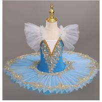 Professional Ballet Tutu Girls White Swan Lake Platter Pancake Tutu Ballerina Party Dress Child Kids Ballet Dance Costume 110 mėlyna