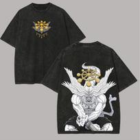 Jujutsu Kaisen Mahoraga Marškinėliai Shikigami Grafika Vyriški Rūgštinio Plovimo Gatvės Stiliaus Anime Auksinis Ratas Medvilninis Viršus T-shirt Vasara S