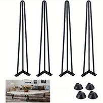 4pcs 30CM Furniture Legs, Set of 4 Hairpin Table Legs, Steel Hairpin Legs with 3 Sturdy Rods, for Coffee Table Dining Table Office 30cm 4pcs juoda
