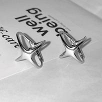 PANJBJ 925 Sterling Silve Star Hoop Earring for Women Geometry Minimalism Hip Hop Fashion Versatile Trend Zircon Gift Dropship