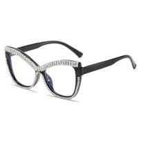 INS Rhinestone Glasses Fashion Luxury Anti-Blue Light Glasses Lightweight Handmade Large Frame Eyewear Outdoor Activities