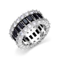 Light Luxury Black Shiny Cubic Zirconia Ring For Women Unique Design CZ Paved Bling Finger Ring Wedding Party Fashion Zircon 6
