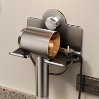 Carbon Steel Suction Cup Hair Dryer Holder Wall Mounted Punch Free Hairdryer Stand Rustproof Space Saving Blower Rack Bathroom