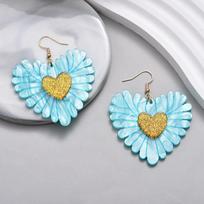 Fashion Sweet Love Heart Drop Dangle Earrings For Women Bohemian Vintage Texture Acrylic Geometric Wedding Zircon Earrings Gift