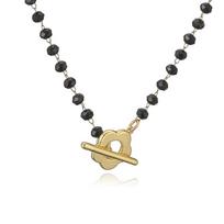 HECHENG, Black Artificial Crystal Flower Buckle Necklace Choker ,For Women Flower Lariat Lock Collar Gifts 38cm auksas
