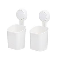 2pcs Drill-Free Suction Cup Toothbrush Holder Wall-mounted Removable Razor Holder Space-saving Ventilated Bathroom Organizer