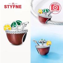 Silver 925 Pink Cat Cake Donut Charm Coffee Cocktail Fit Bracelet Fine Jewelry Gift for Women Making