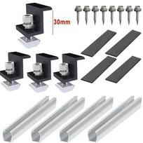 PV Solar Module Bracket Mounting Rail Flat Roof End/Middle Clamp 20cm Rail Bracket Trapezoidal Sheet PV Mounting Rail Support