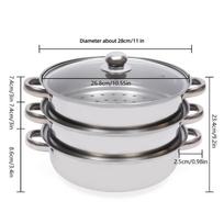 with Glass Lid Stainless Steel Steamer 28cm Multifunctional Cooking Pot  Gas Induction Cooker