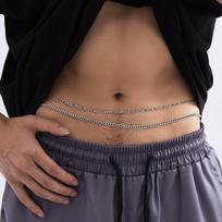 2025 Man Simple Double-Layer Metal Line Waist Chain Metal Abdominal Muscles Body Chain Jewelry Stainless Steel Chain Waist Punk