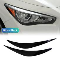 1 Pair Headlight Eyelid Headlamp Eyebrow Sticker Strip Trim Cover For Infiniti Q50 2014 2015 2016 2017 2018 2019 2020-2026