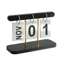 Wooden Perpetual Desk Calendar Daily Desktop Standing Flip Calendar with Day Month Display for Office Home Decor