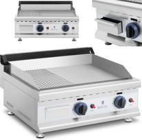 Royal Catering Dujų kepsninė su dviguba lygia briaunute iš nerūdijančiojo plieno, skirta gamtinėms dujoms 2x 3,1 kW 0,02 bar 60 x 40 cm