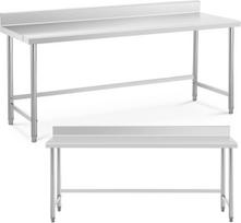 Royal Catering Nerūdijančio plieno sieninis stalviršis su apvadu 200x70 cm