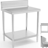 Royal Catering Nerūdijančio plieno sieninis stalviršis su apvadu ir lentyna 80x60cm