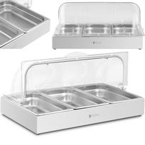 Royal Catering Pusryčių bufeto vitrina su ritininiu dangčiu 3x GN 1/3 3x 2,6 l