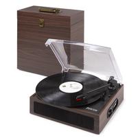 VINILINIŲ PLOKŠTELIŲ GROTUVAS SU KOLONĖLĖMIS IR PLOKŠTELIŲ DĖKLU FENTON RP-170D TAMSAUS MEDŽIO APDAILA 102.166