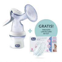 Rankinis pientraukis Chicco Natural Feeling + 60 liemenėlės įklotų