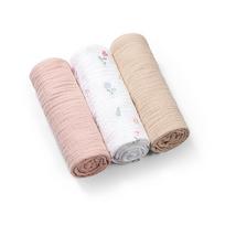 BABYONO 828/01 itin minkšti gofruoto muslino vystyklai, rožiniai, 3 vnt.