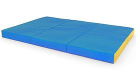 Sulankstomas gimnastikos čiužinys SANRO 150x100x10 cm mėlynai-geltonas (3 dalių), -