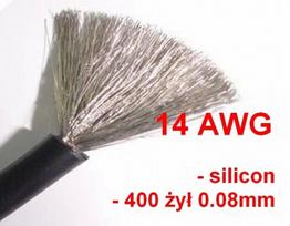 Silikono alavuotas varinis kabelis 14AWG - 400 laidų - 2.0 mm2 - juodas - lankstus