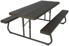 Lauko stalas su suolais Lifetime, ruda sp., 183 cm x 145 cm x 74 cm