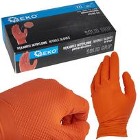 Darbo pirštinės vienkartinės Geko Solid Grip G75201, suaugusiems, oranžinė sp., XXL, 50 vnt.