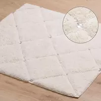 Eurofirany  CHIC / 2 minkštas kilimėlis, dekoruotas geometriniu raštu su kristalais, 60X90 cm, spalva: kreminė