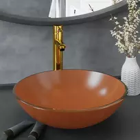 Vonios praustuvas su maišytuvu ir vožtuvu, rudas, stiklas