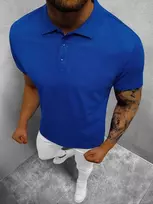Vyriški mėlyni polo marškinėliai Casual