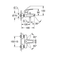 Grohe Vonios/dušo maišytuvas EUROSMART 3, chromas 33300003