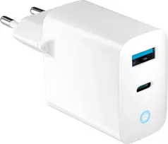 Forever TC-06-20AC PD QC įkroviklis 1x USB-C 1x USB 20W baltos spalvos