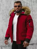 Bomber stiliaus žieminė bordo vyriška striukė Lemor