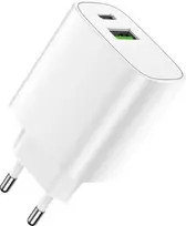 Forever sieninis įkroviklis 1xUSB QC 3.0 + 1xUSB-C PD 20W LS-04 baltas