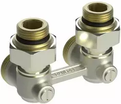 Apatinio pajungimo mazgas dvivamzdei sistemai Danfoss, RLV-KB, kampinis, 1/2''-3/4'', H tipo