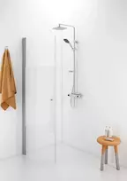 Pusapvalė dušo sienelė IDO Showerama 10-41 700, dalinai matinis stiklas