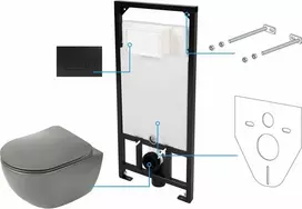 Potinkinis WC komplektas Deante Peonia 6in1, CDENDZPW, Anthracite/titanium/nero