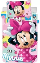 Patalynė bawełniana 100x135 Myszka Mini Minnie Mouse rožinė 9429 poszewka 40x60 JF24