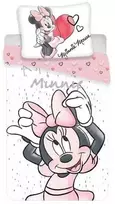 Patalynė bawełniana 140x200 Myszka Mini 6060 Minnie Mouse balta rožinė poszewka 70x90 JF24