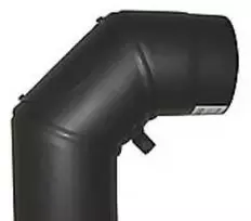 Kierulff MB Juodas dūmų vamzdžio alkūnė 180 mm su atvartu - alkūnė 90°, nuožulni, valymo atvartas