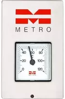 METRO THERM termometras, analoginis 0–120 °C, skirtas montuoti vandens šildytuvuose be termostato. Su kapiliariniu vamzdeliu ir jutikliu.