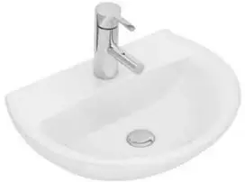 Geberit Ifö Spira kriauklė, lenkta 60 cm, 15162 - tvirtinama varžtais, su maišytuvo skyle ir be perpildymo angos, gylis 168
