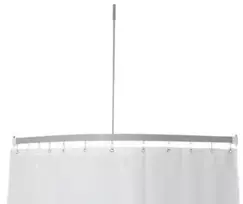 Handelsfirmaet Van Der P. ApS Plokščias kampinis bėgelis 90x90 - Kampinis strypas su lubų atrama / užuolaidų žiedais 15x33 mm. Pilkas lakas.
