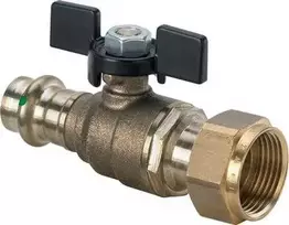 VIEGA Easytop rutulinis vožtuvas, pistoleto metalo spalvos, 18x3/4" jungties veržlė vandens skaitikliui