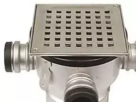BLÜCHER Kvadratinis grindų trapas su vertikalia išleidimo anga 110 mm, reguliuojamas, su atvamzdžiu