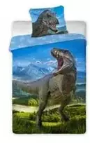 MCU Patalynė bawełniana 140x200 Dinozaur t rex 001 mėlyna poszewka 70x90