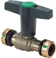 Viega „Raxofix Easytop“ rutulinis ventilis – vožtuvo korpusas, silikoninė bronza, 32 mm „Raxofix“ presas, aukšta plastikinė T formos rankena