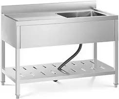 Royal Catering Vienbubenė maitinimo kriauklė su lentyna ir dešiniuoju kraštu, 120 x 60 x 94,5 cm